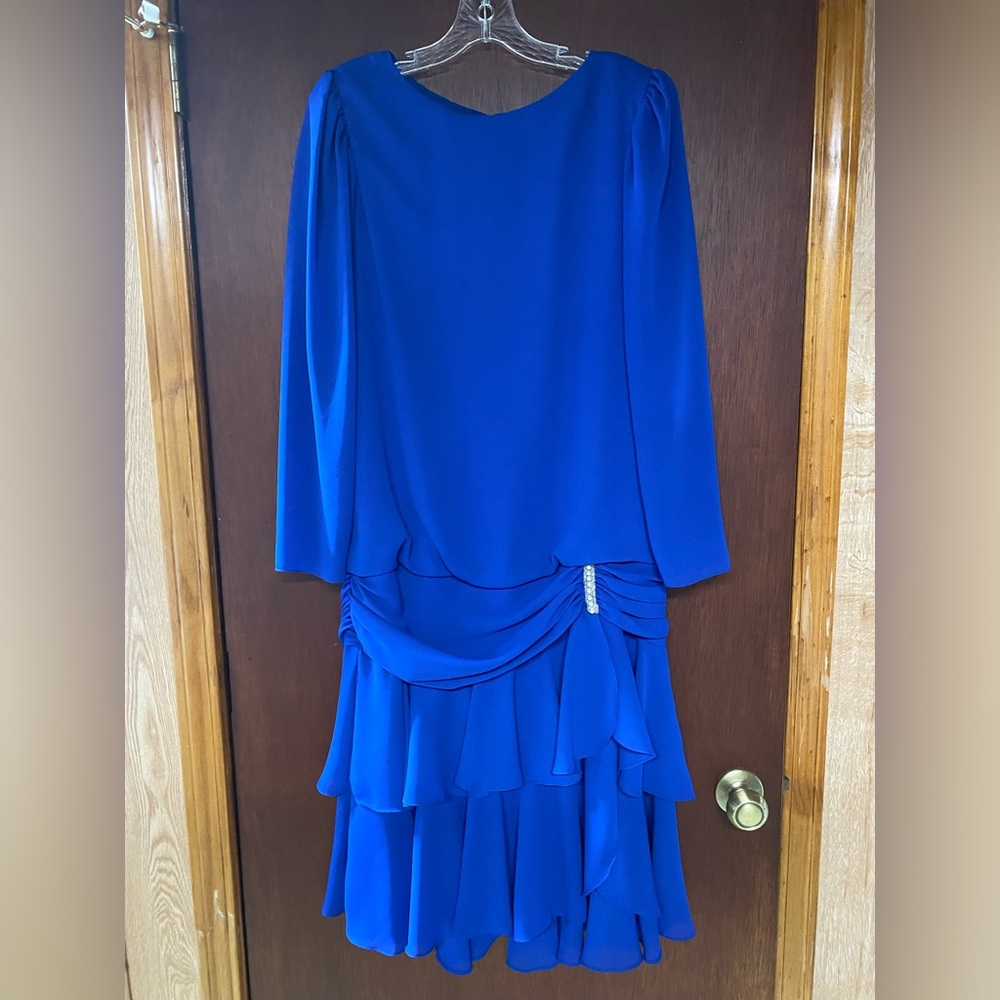 Vintage Ursula Switzerland Cocktail Party Dress Blue Womens Size 14